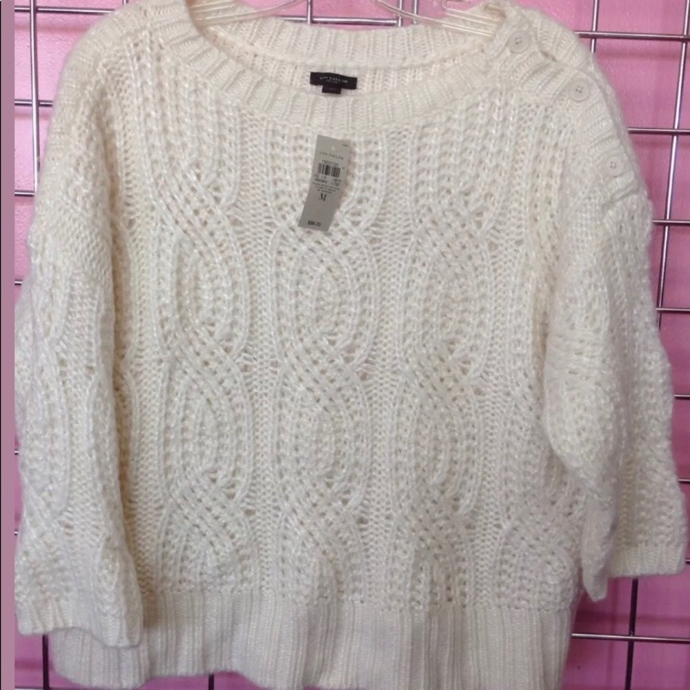 Ann Taylor medium chunky knit sweater ivory